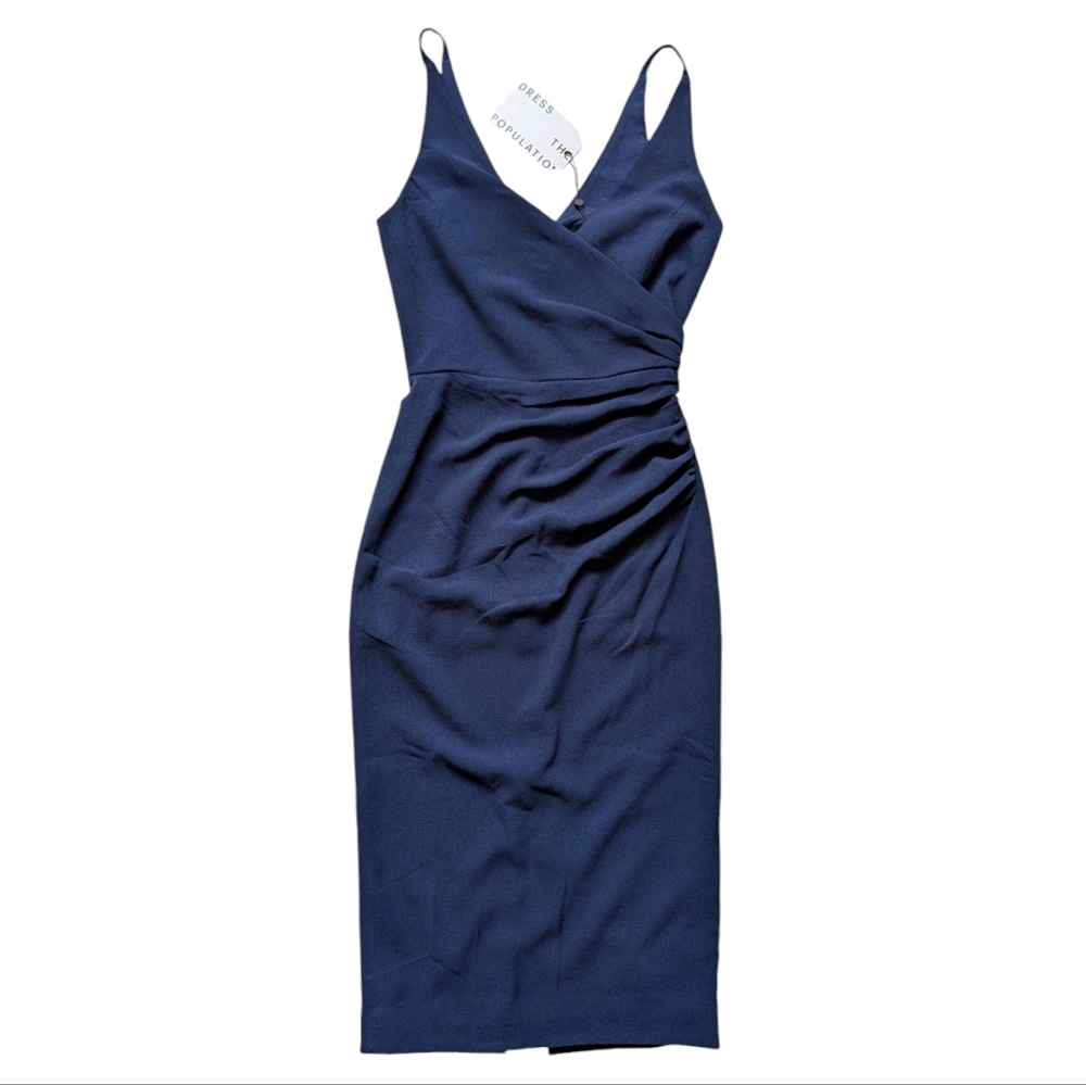 Dress The Population Navy Anita Crepe Cocktail Dress - Picture 1 of 15